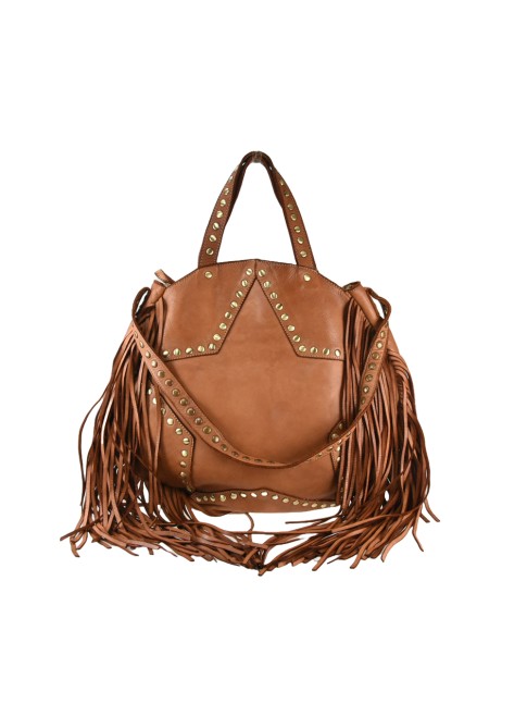 Stella - in vera pelle vintage con frange e borchie