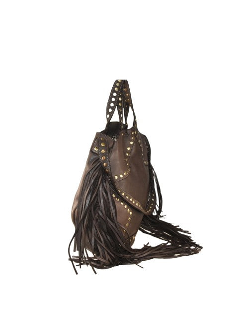 Stella - in vera pelle vintage con frange e borchie
