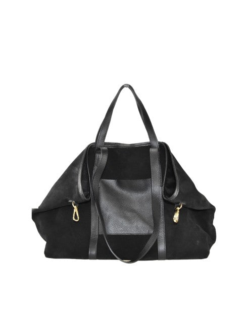 Cartella - in pelle camoscio con tracolla