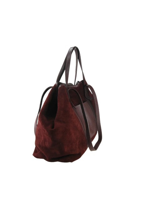 Cartella - in pelle camoscio con tracolla