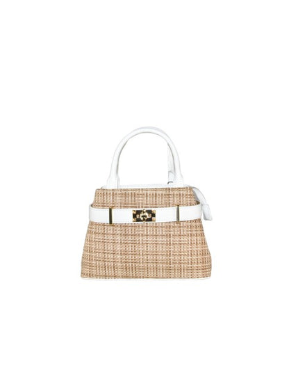 Serena - in pelle e raffia con tracolla rimovibile