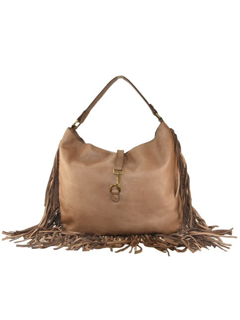 Trama - in vera pelle vintage con frange