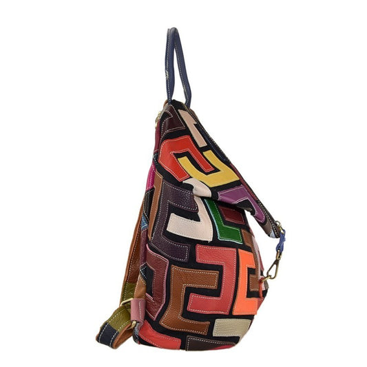 Zaino patchwork - in vera pelle